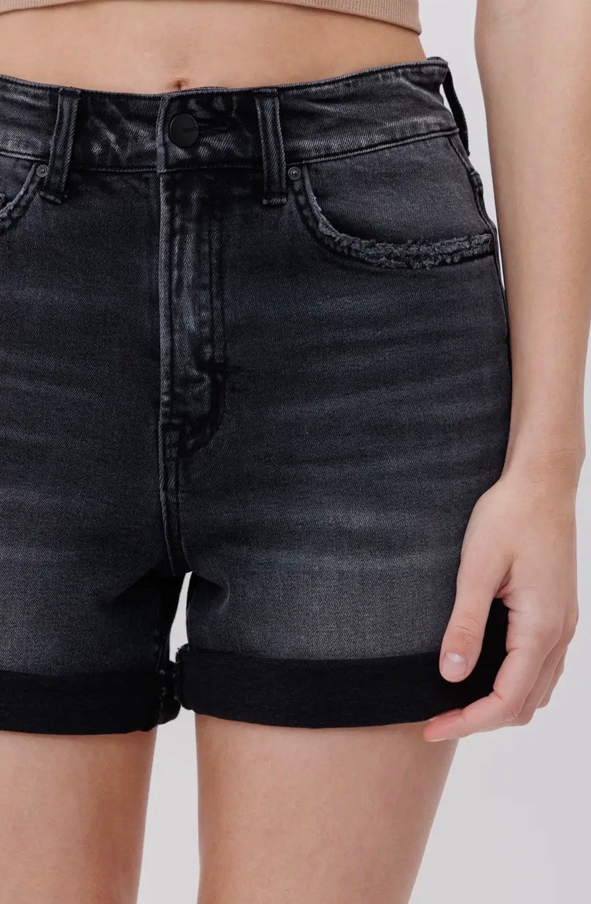Della black jean shorts