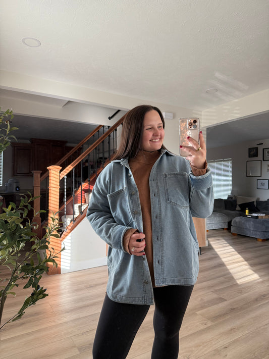 Opal Boyfriend Fit French Terry Denim Jacket