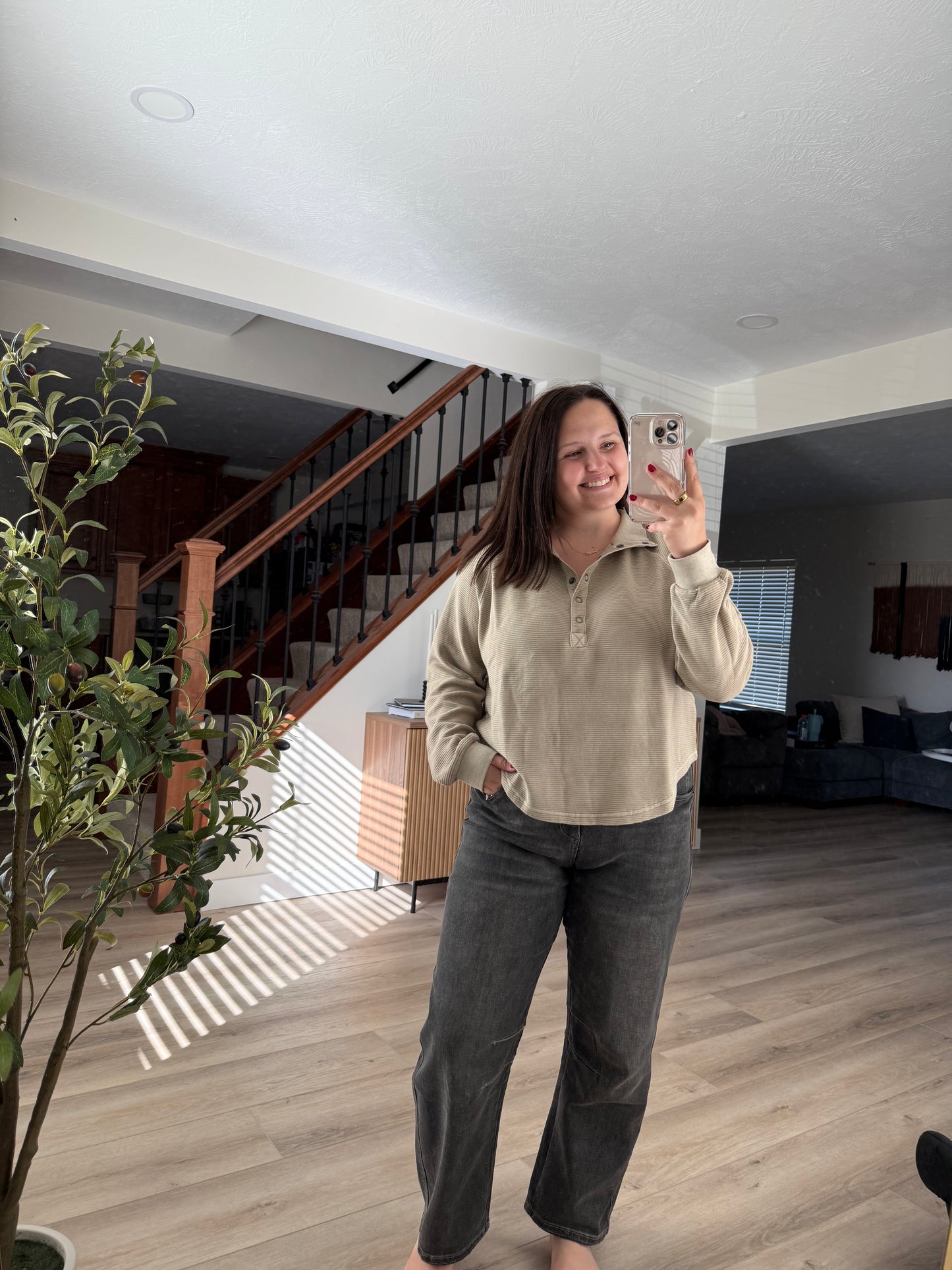 Indie half snap long sleeve