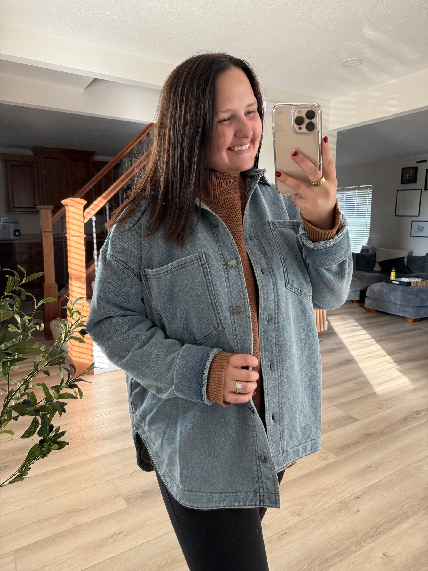 Opal Boyfriend Fit French Terry Denim Jacket