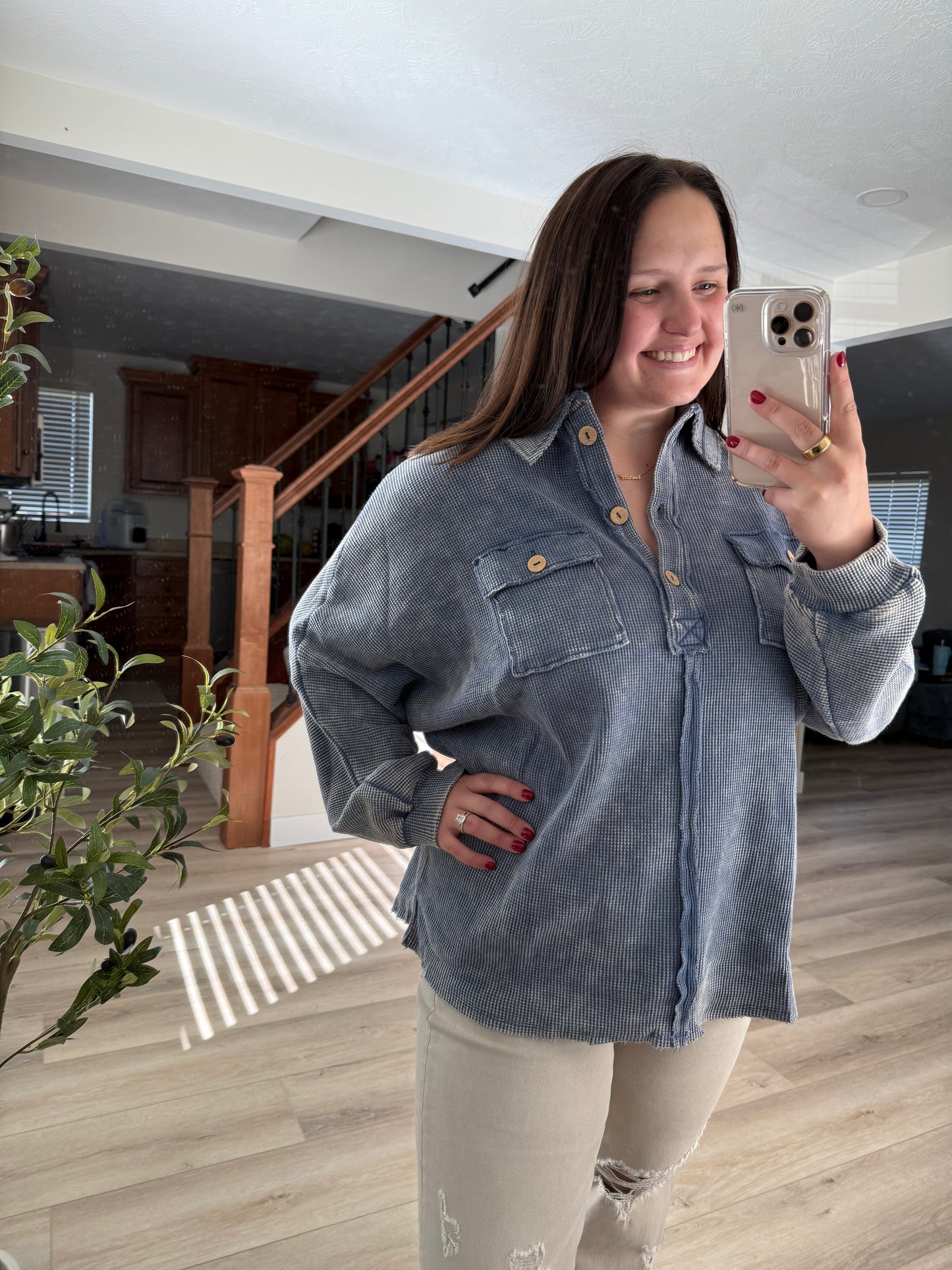 Briar mineral wash henley pullover