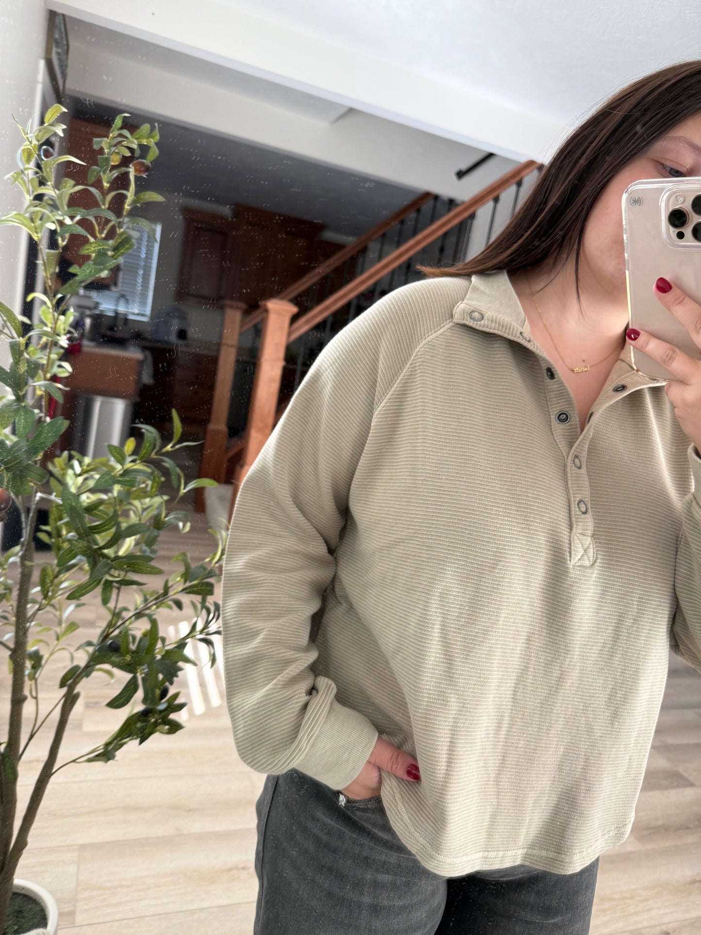 Indie half snap long sleeve